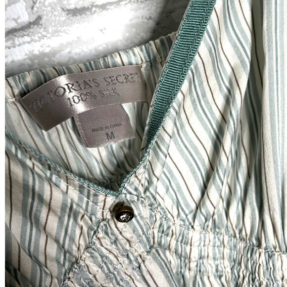 NEW! Victorias Secret M 100% SILK Slip Dress Babydoll Chemise Nightgown Sage - Picture 5 of 8